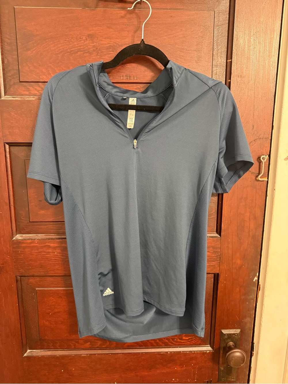 adidas Short Sleeve Quarter-Zip Tee in Slate Blue‎